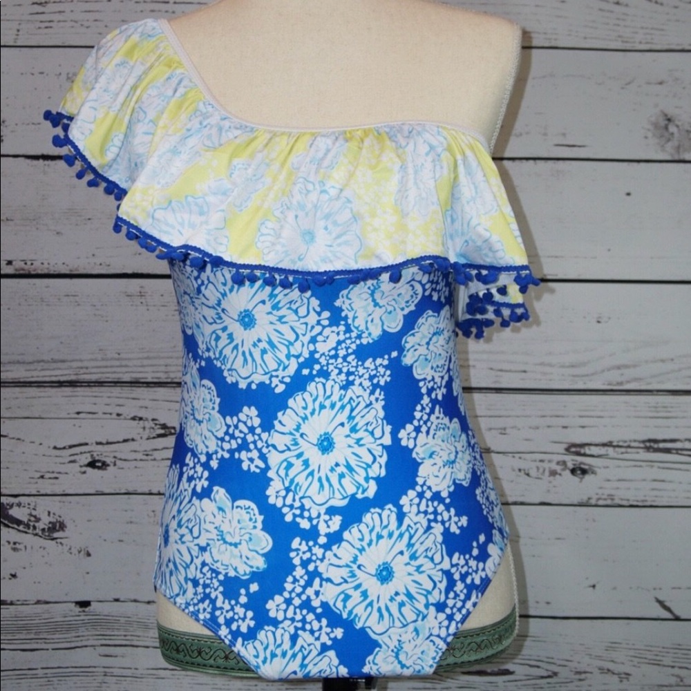 One Shoulder Ruffle One Piece Bathing Suit